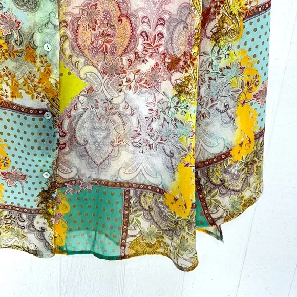 Zara sheer patch work button down shirt - Picture 6 of 11